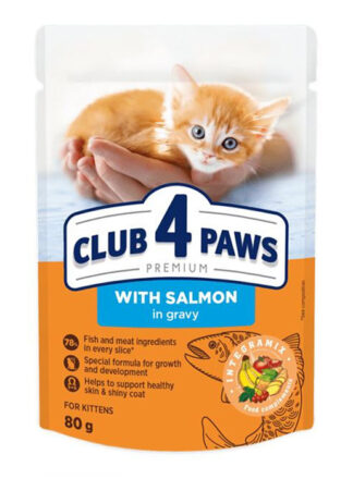 Club 4 PAWS (КОТЯТА, ЛОСОСЬ) соус 85г