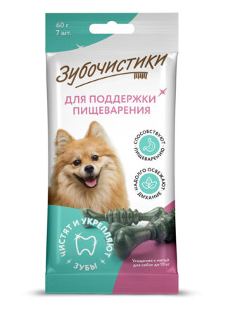 Зубочистики лак. (КАЛЬЦИЙ, МЕЛКИЕ ПОРОДЫ, МЯТА) 60г 7шт