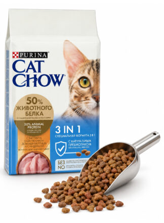 CAT CHOW сух. (3 в 1, ИНДЕЙКА) весовой 1кг